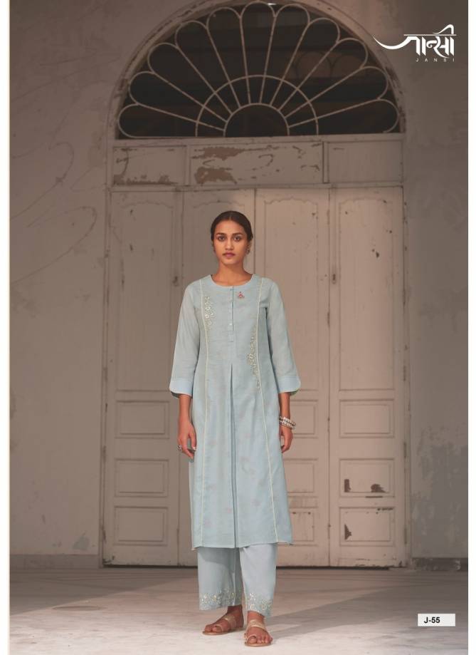 Jansi Saanjh Exclusive Designer Party Wear Casual Wear Linen Cotton With Embroidery Kurti With Bottom Collection 